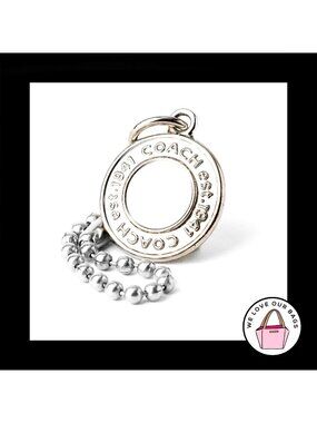 VINTAGE Y2K COACH Silver Nickel Metal Round Disc Fob Bag Charm Keychain Hang Tag